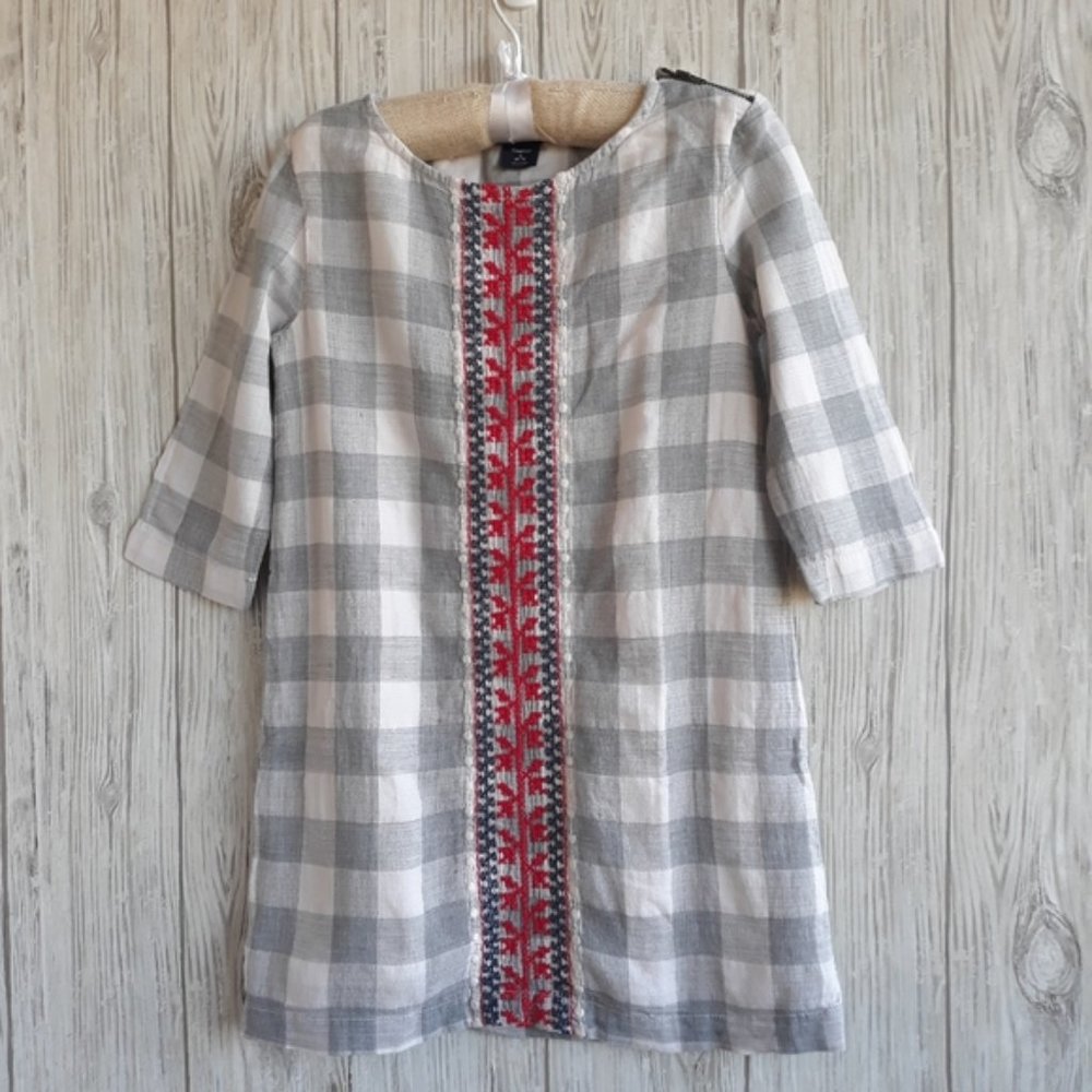 Gap Kids Check Embroidery Dress Size Small 6-7